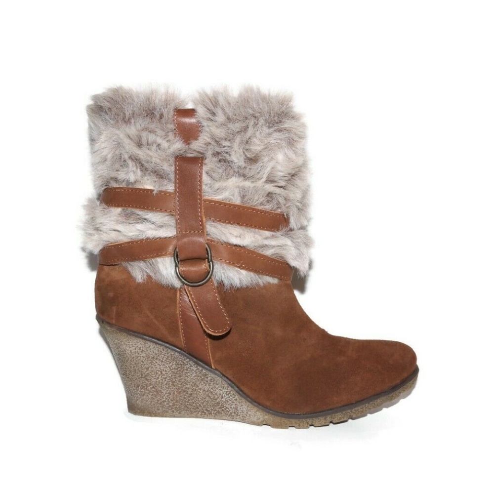Steve Madden Sz 10 EU 40 Frigidd Brown Faux Fur